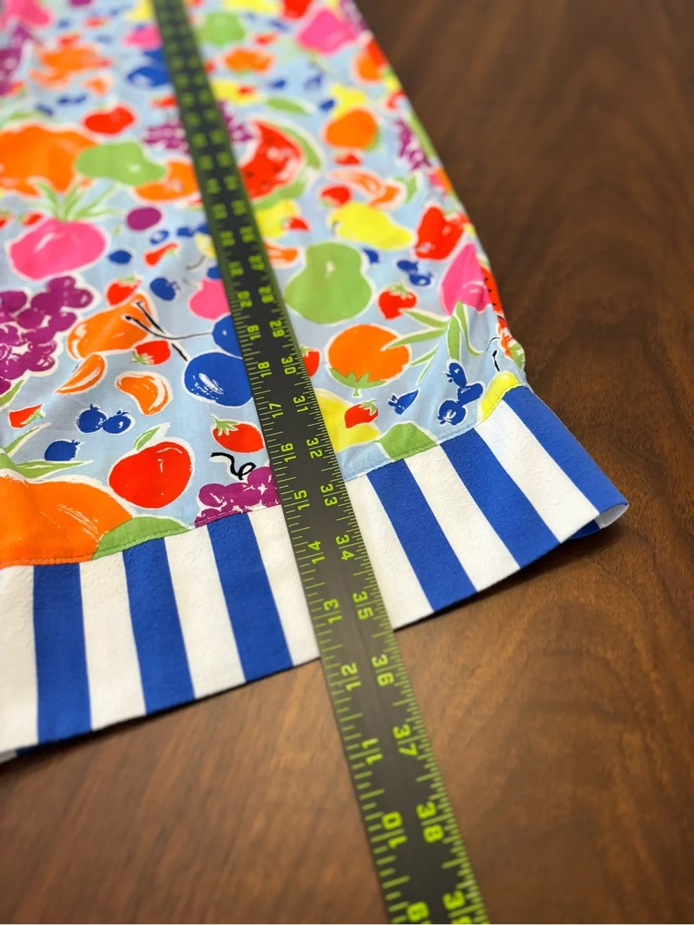 Kate Spade Fruit Print Crop Pajama Pants Medium Blue Stripe Hem Fun - Picture 2 of 5
